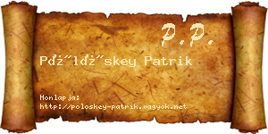 Pölöskey Patrik névjegykártya